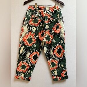 Didier Parakian Made In Italy Abstract Floral Jacquard Cropped Pants Sz 29